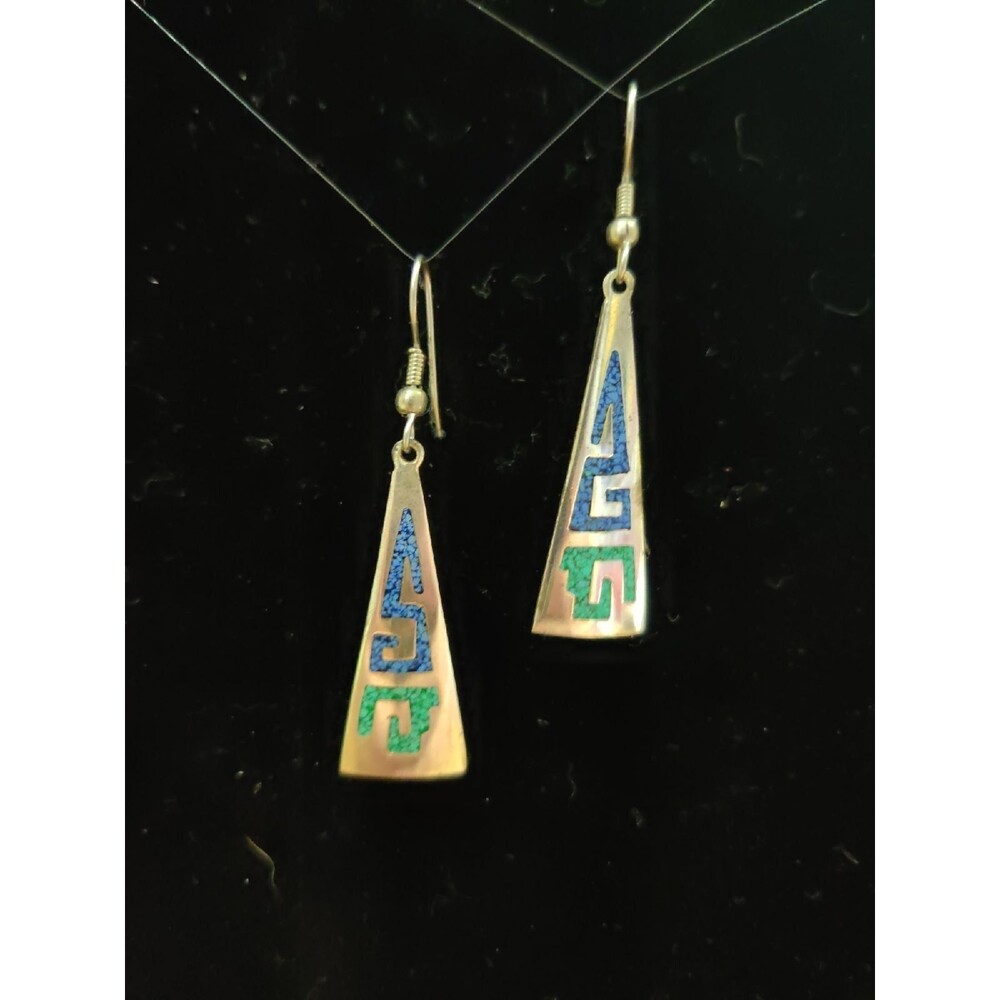 Turquoise and Lapis Silver Earrings